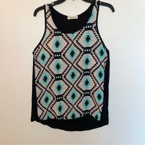 Daily Special - Aztec Print (Size: Large) High Low Hem Tank Top